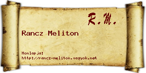 Rancz Meliton névjegykártya